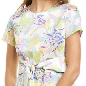 Abbey Glass Cardin pastel floral short sleeve top size medium